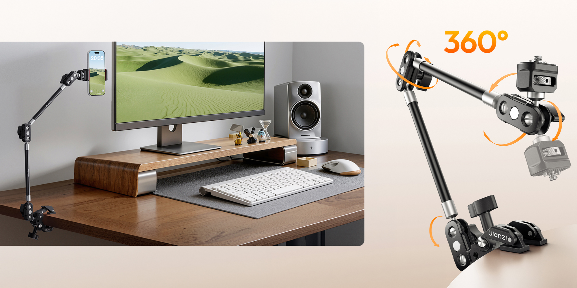 Ramię montażowe Ulanzi CO78 z uchwytem Super Clamp - dwusekcyjne